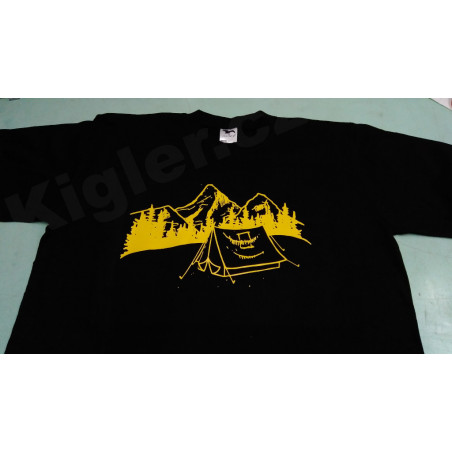 Turistické tričko - stan a hory