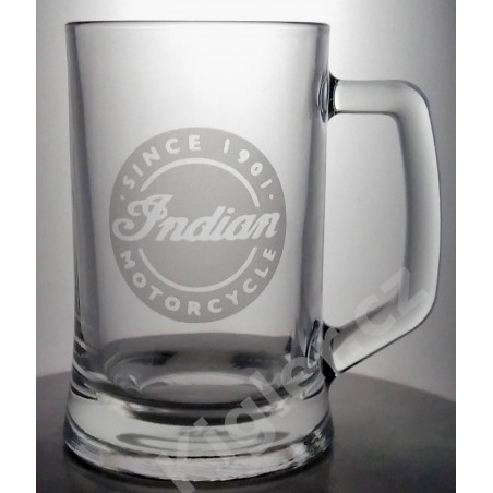 Půllitr Indian – pískovaný dárek pro motorkáře s možností jména