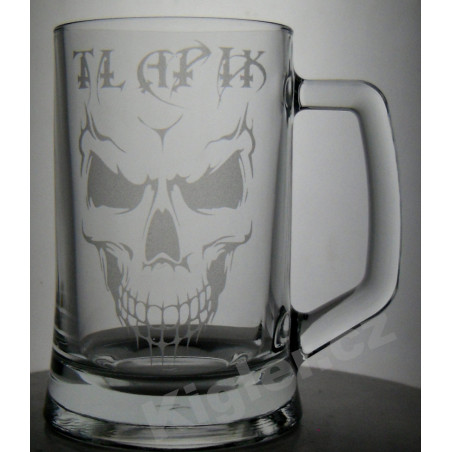 Metalový půllitr s lebkou - dárek pro příznivce tvrdé hudby
