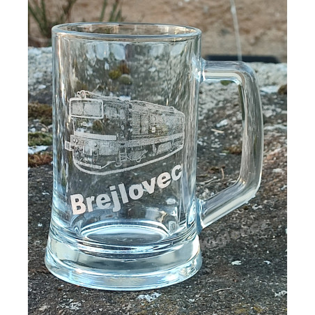 Půllitr s vlakem Brejlovec - dárek pro příznivce mašinek a šotouše