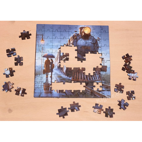 Dřevěné puzzle Vlak na nástupišti