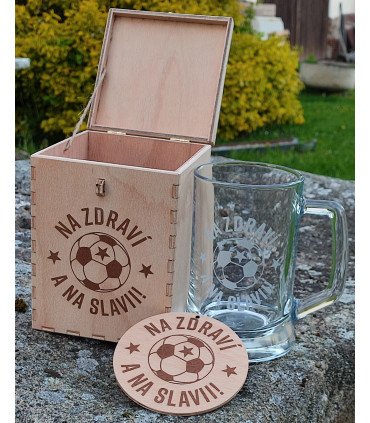 Dárek pro fanouška Slavie – sada s možností jména a věnování na skle a dřevě