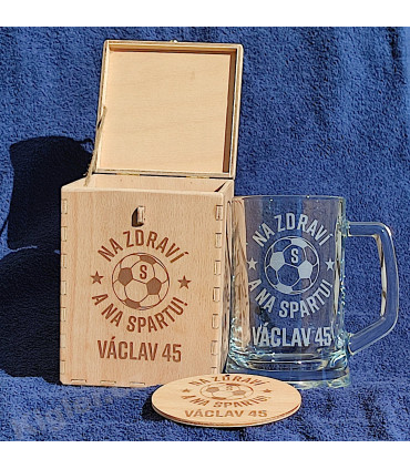 Dárek pro fanouška Sparty – sada s možností jména a věnování na skle a dřevě