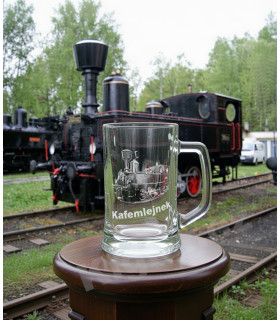Půllitr s vlakem Kafemlejnek 310.0 - dárek pro příznivce mašinek a šotouše