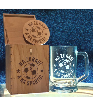 Dárek pro fanouška Sparty – sada s možností jména a věnování na skle a dřevě