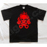 Motorkářské tričko černé s červenou lebkou, písty a plameny