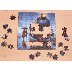 Dřevěné puzzle Vlak na nástupišti