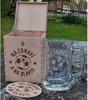 Dárek pro fanouška Slavie – sada s možností jména a věnování na skle a dřevě